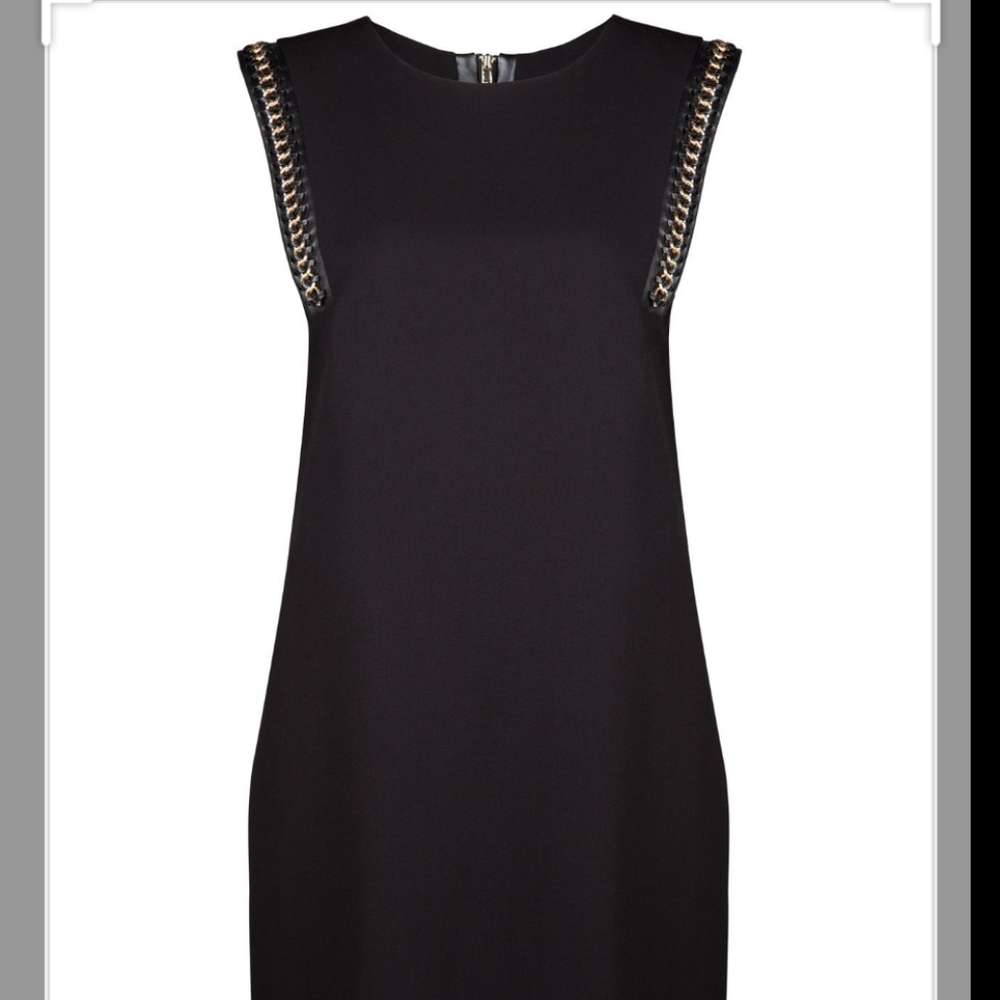 Black Dress w/Leather and Gold Detailing